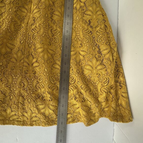 Vince Camuto Lace Fit & Flare Mini Dress Womens‎ Size 8 Mustard Yellow Party Fun - Picture 10 of 13